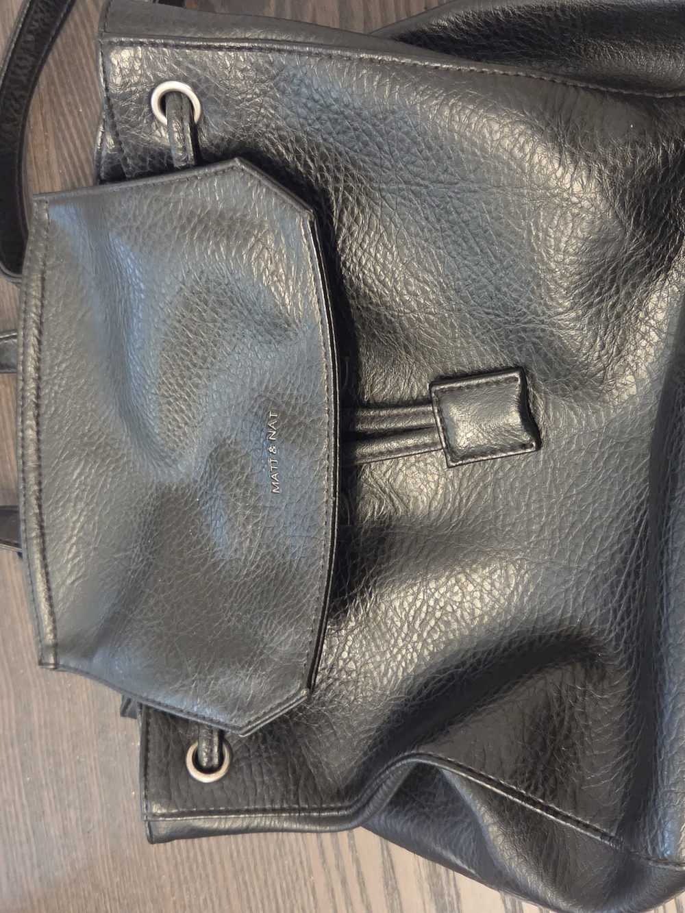 Matt & Nat Black Leather-Alternative Backpack
